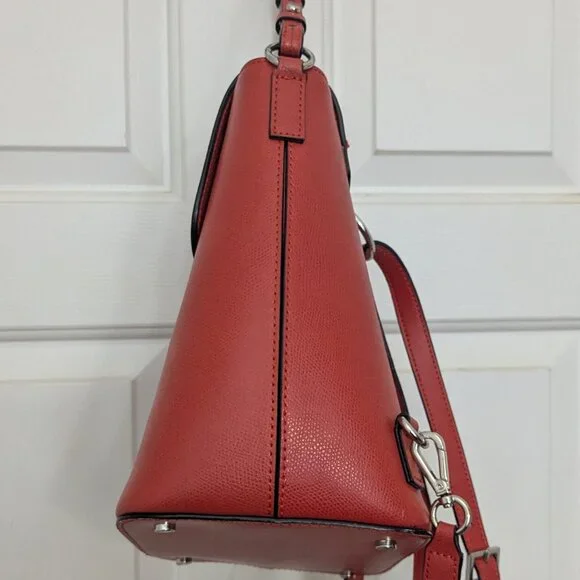 CALVIN KLEIN Women\'s L-REESE CONVERTIBLE BACKPACK PURSE Real Leather Red Calvin Klein Backpack Red Bags & Handbags for Women for sale  main image 3